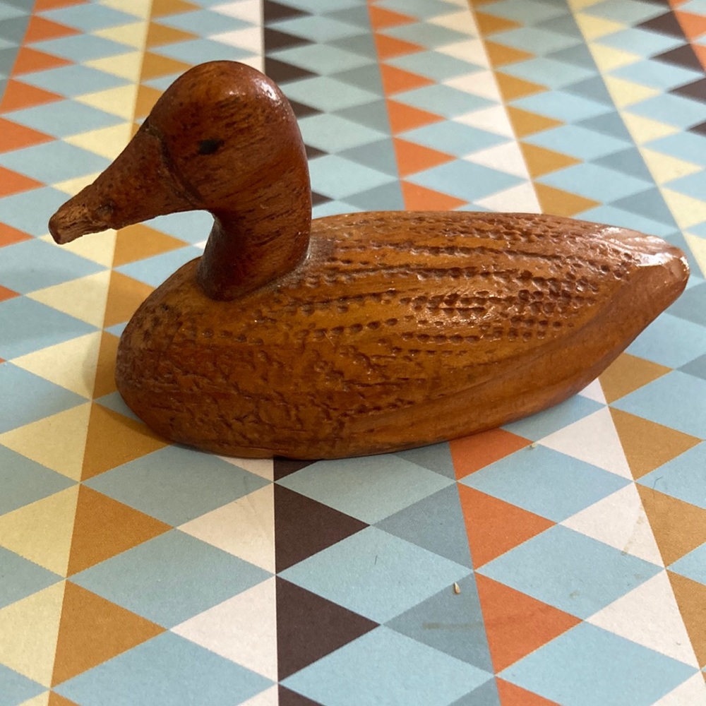 Handmade, wooden duck figurine